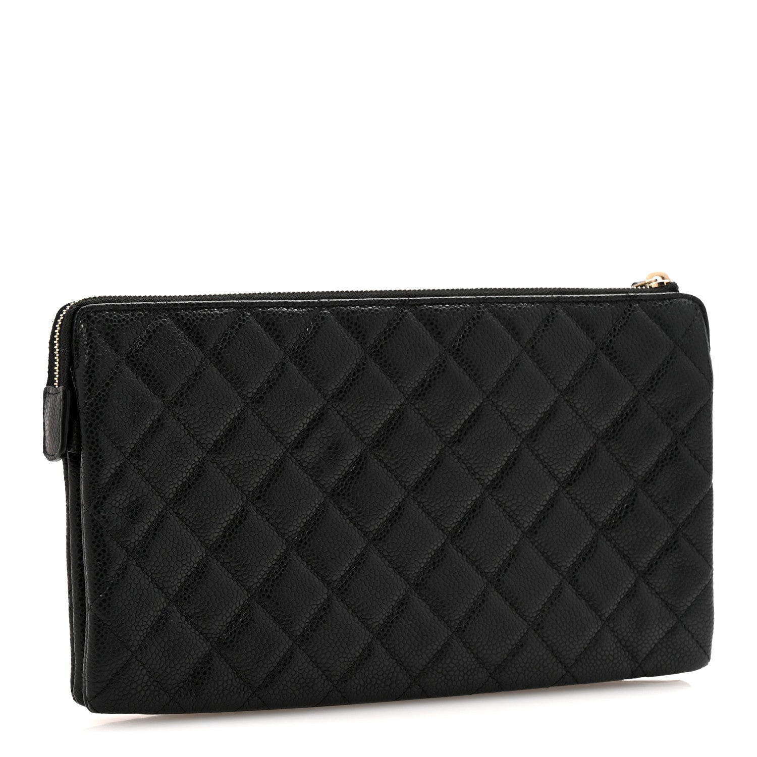 Chanel Caviar Quilted Large Zipped Clutch Black 3 of 11