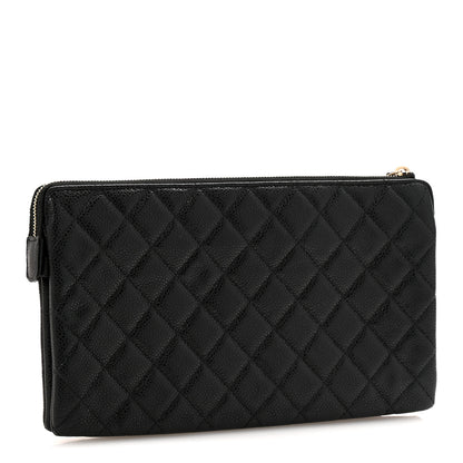 Chanel Caviar Quilted Large Zipped Clutch Black 3 of 11