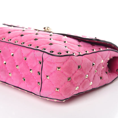 Valentino Garavani Suede Medium Rockstud Spike Shoulder Bag Bright Fuxia 8 of 12