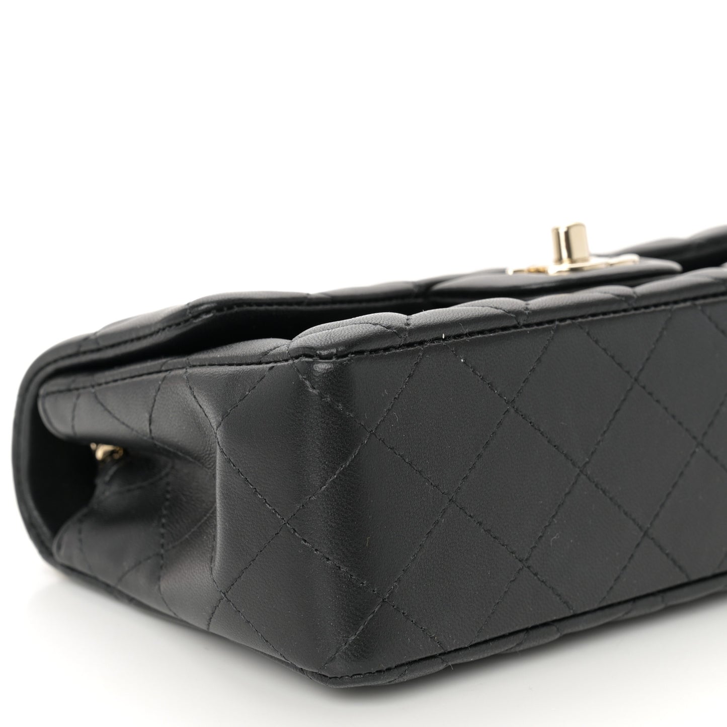 Lambskin Quilted Mini Coco Charms Rectangular Flap Black