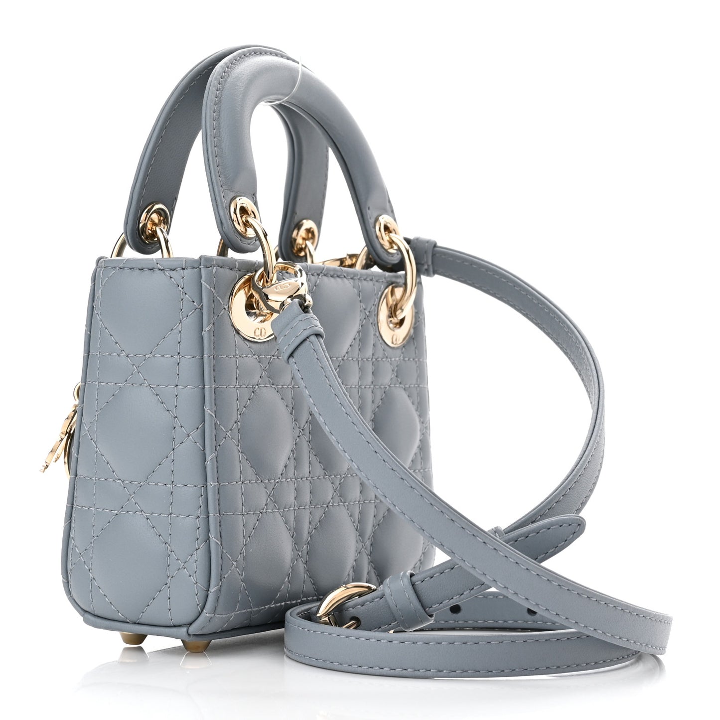 Lambskin Cannage Micro Lady Dior Cloud Blue
