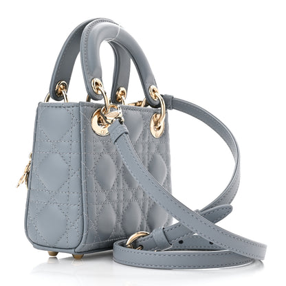 Christian Dior Lambskin Cannage Micro Lady Dior Cloud Blue 3 of 11