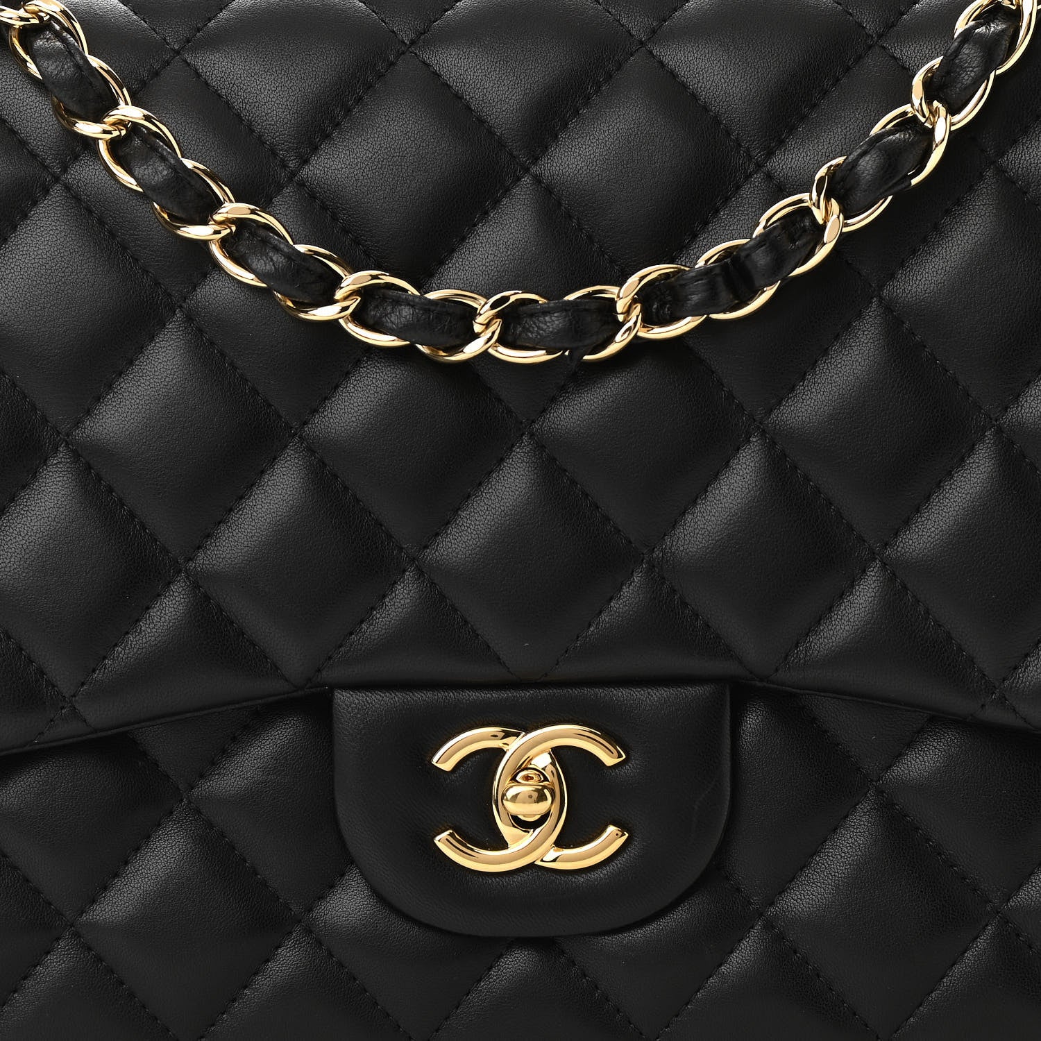 Chanel Lambskin Quilted Jumbo Single Flap Black 7 of 10