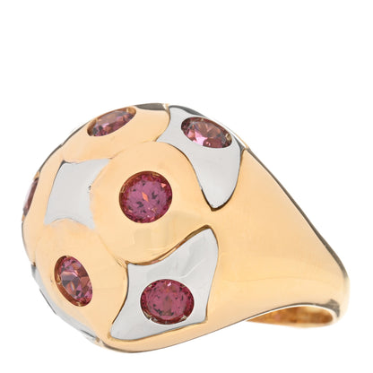 Bulgari 18K Yellow White Gold Garnet Roma Bombé Cocktail Ring 51 5.75 2 of 7