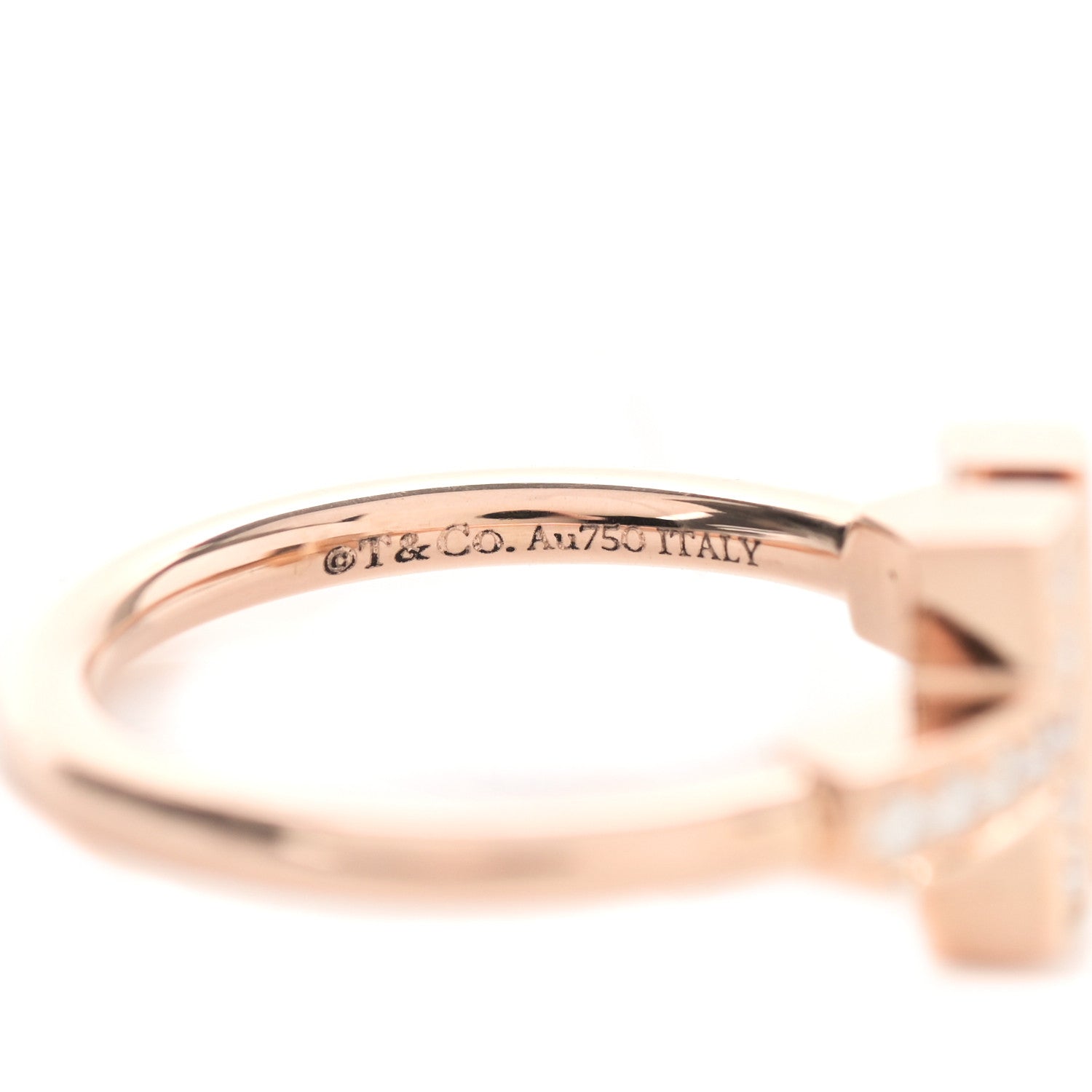 Tiffany 18K Rose Gold Diamond Mother of Pearl T Wire Ring 49 5 4 of 4