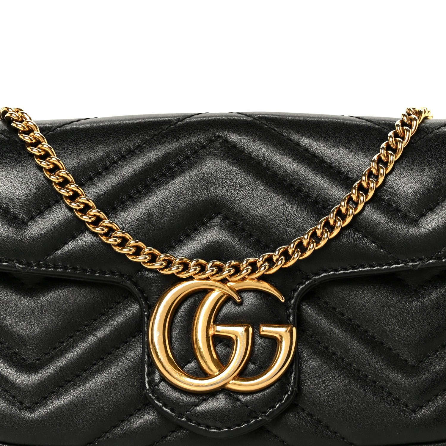 Gucci Calfskin Matelasse Super Mini GG Marmont Shoulder Bag Black 8 of 10