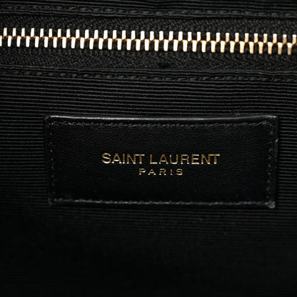 Saint Laurent Grain De Poudre Matelasse Chevron Large Monogram Satchel Black 6 of 11
