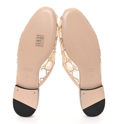 Gucci Patent Mesh Crystal GG Monogram Womens Princetown Slippers 38 Ivory 6 of 8