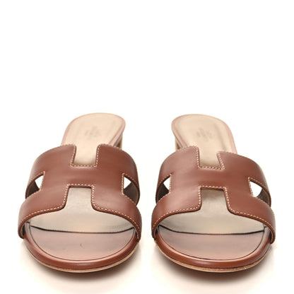 Hermes Calfskin Oasis Sandals 40.5 Gold 2 of 9