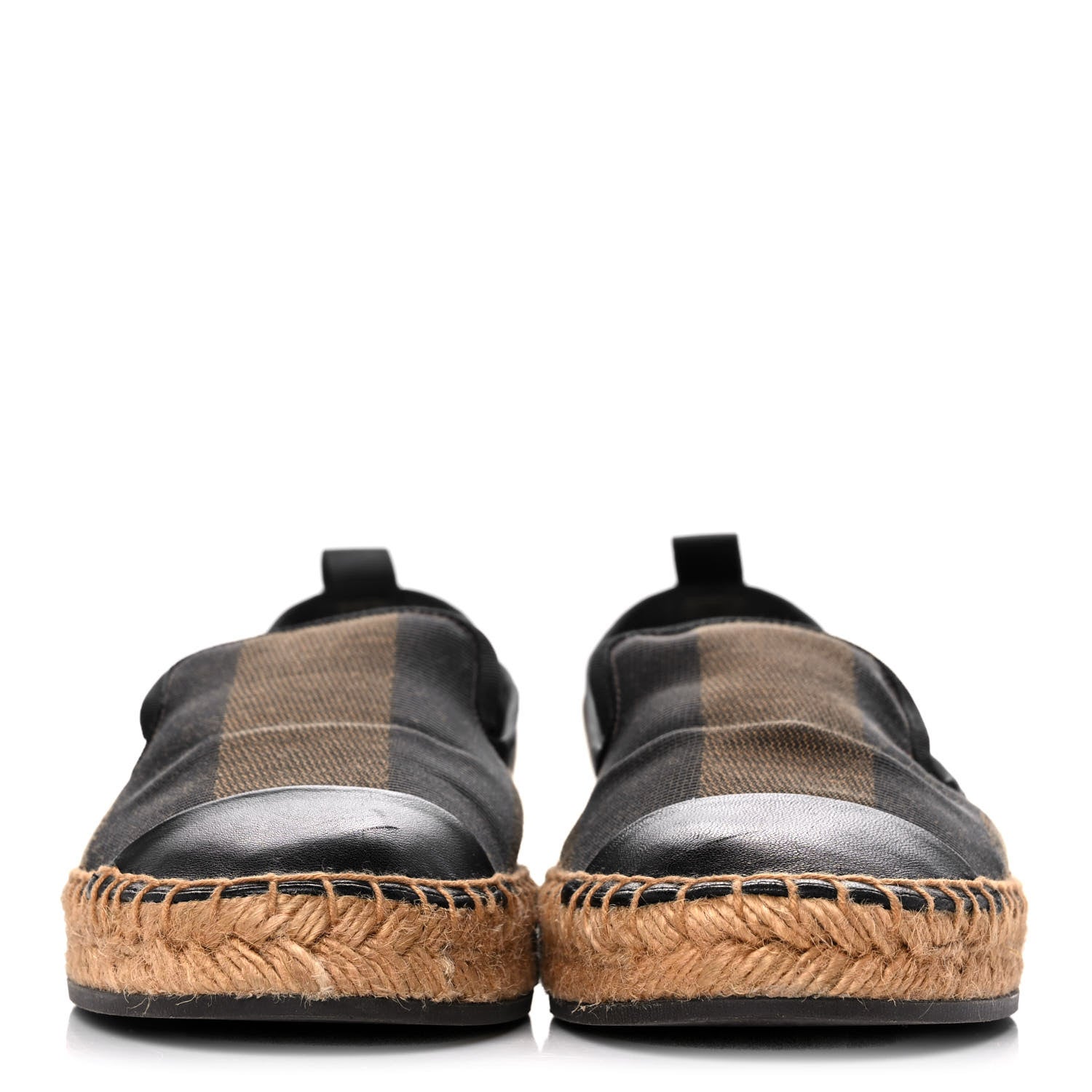 Fendi Canvas Pequin Espadrilles 38 Tobacco Black 2 of 11