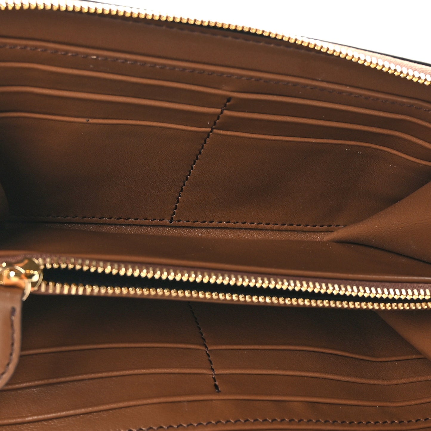Grainy Calfskin House Check Elmore Zip Around Wallet Tan