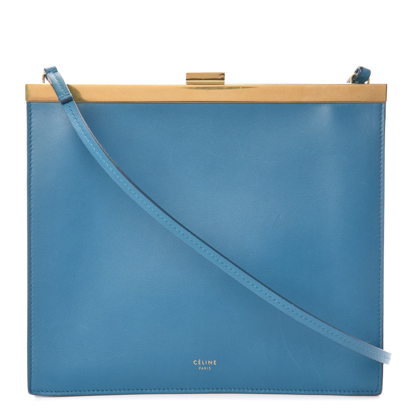 Smooth Calfskin Mini Clasp Bag Teal Blue