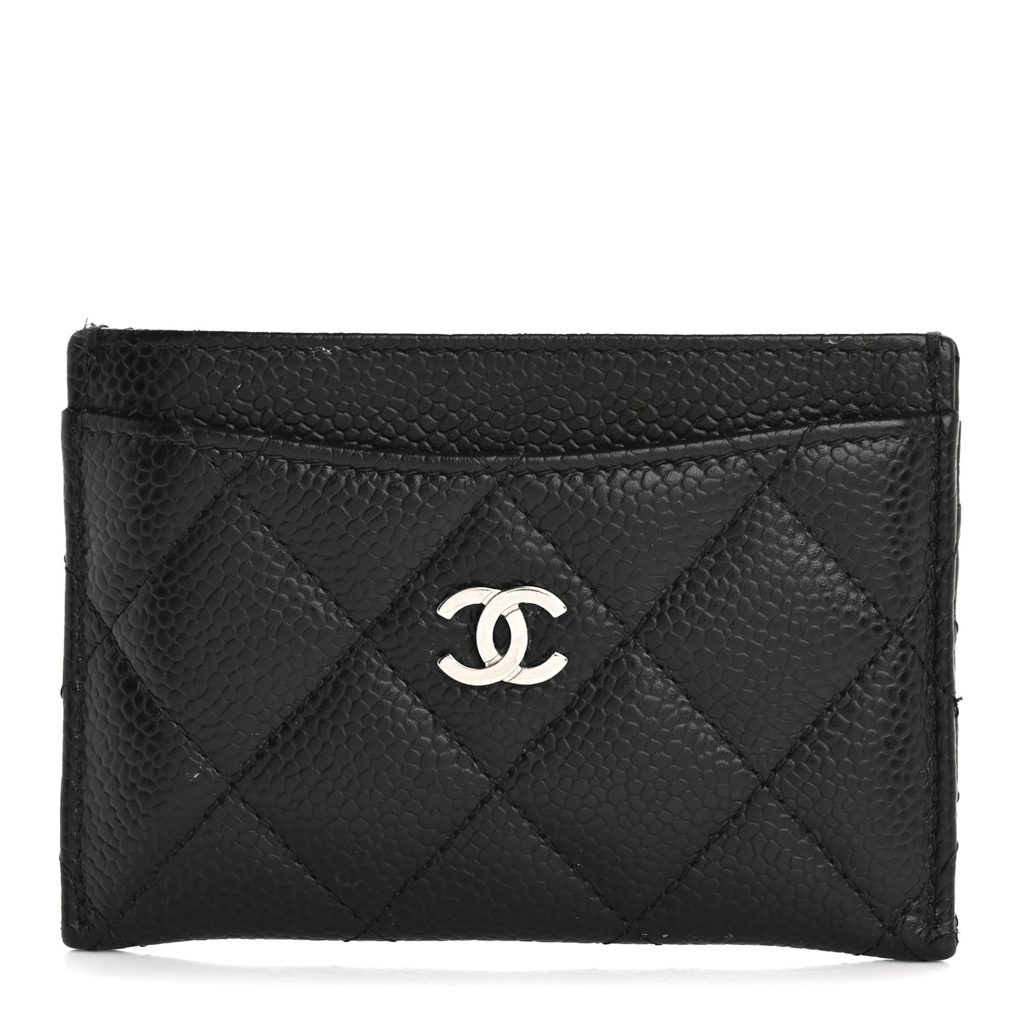Caviar Quilted Card Holder Black