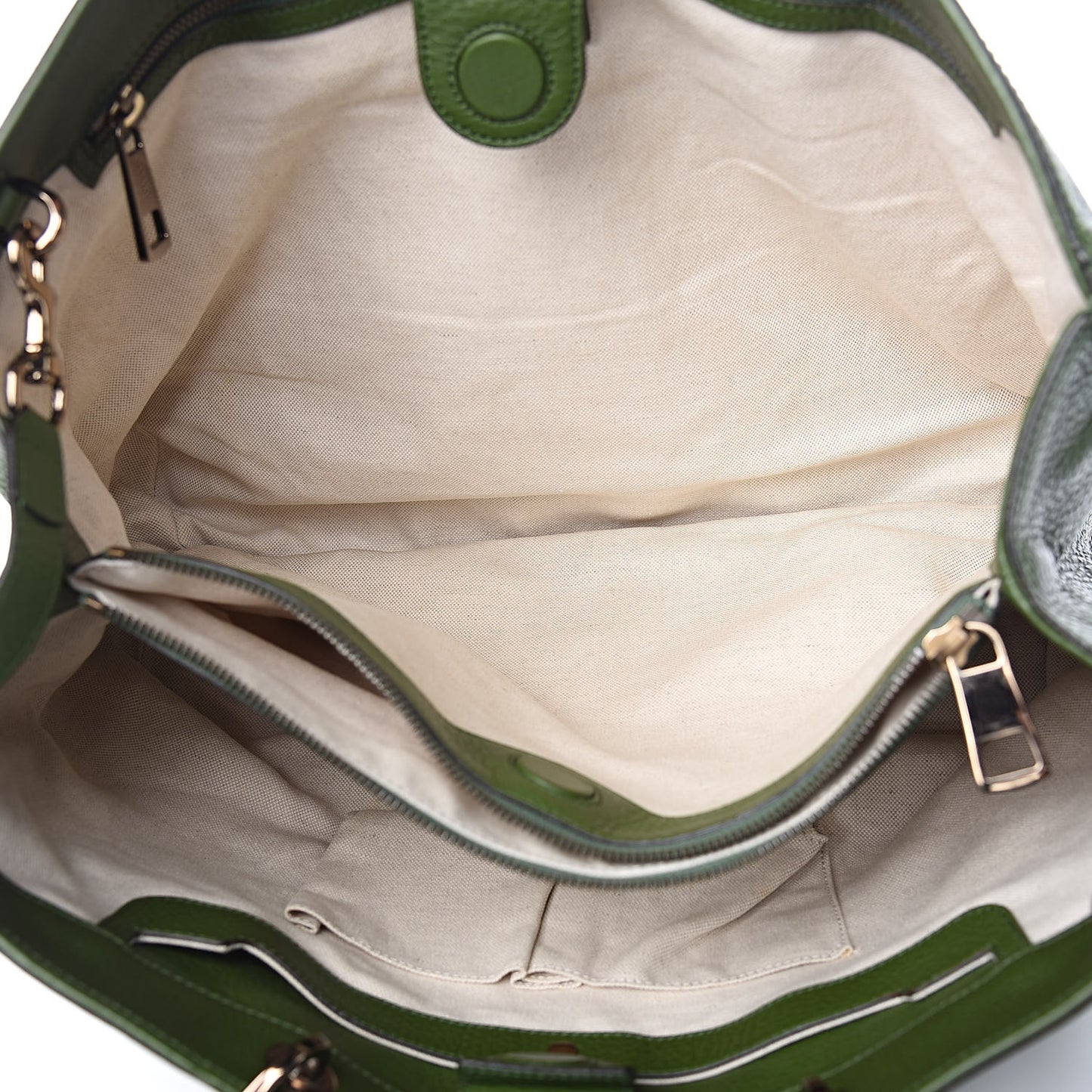 Pebbled Calfskin Large Bamboo Shopper Tote Green