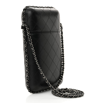 Chanel Lambskin Quilted Chain Around Phone Holder Black 3 of 13