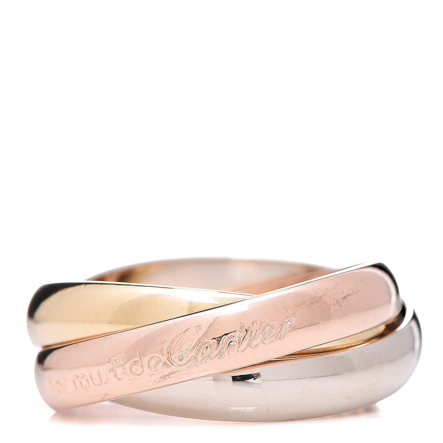 Cartier 18K Pink Yellow White Gold Classic Les Must De Trinity Ring 52 6 1 of 5