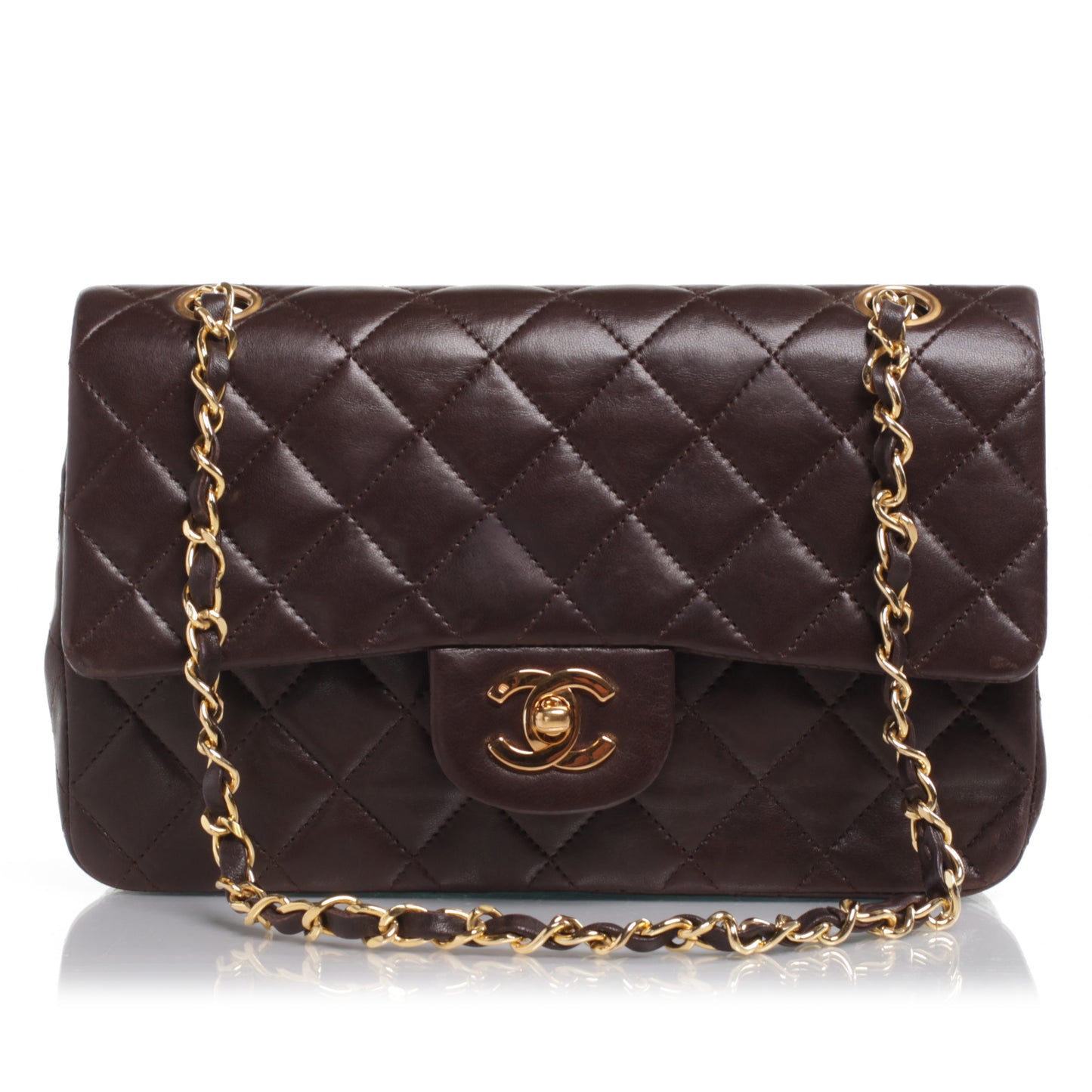 Lambskin Small Double Flap Brown