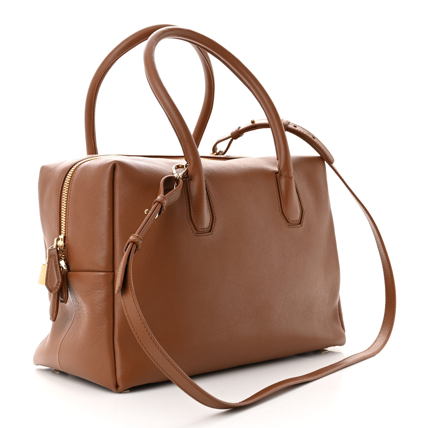 MCM Calfskin Bowler Bag Brown 3 of 15