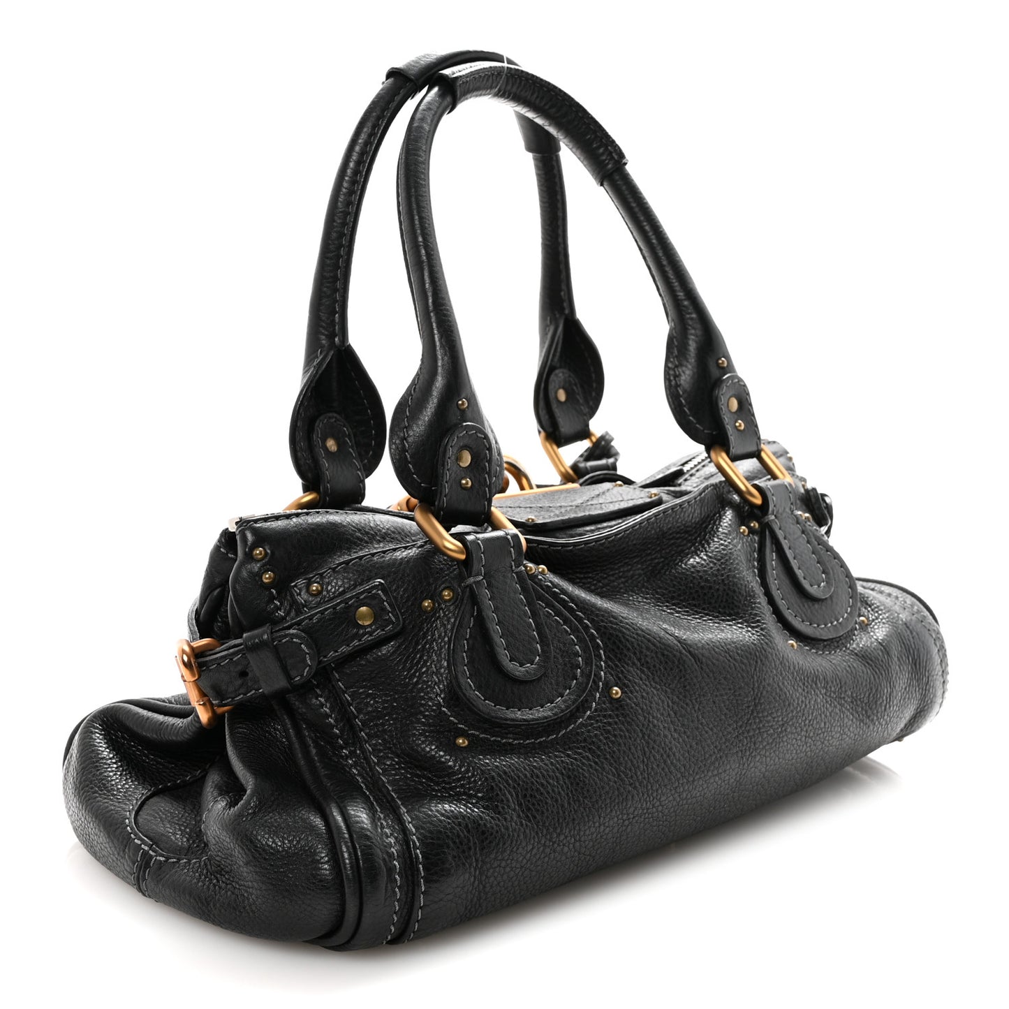 Calfskin Medium Paddington Satchel Black