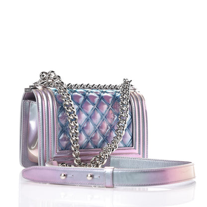 Chanel Iridescent Patent Calfskin PVC Quilted Small Boy Flap Light Purple 3 of 10