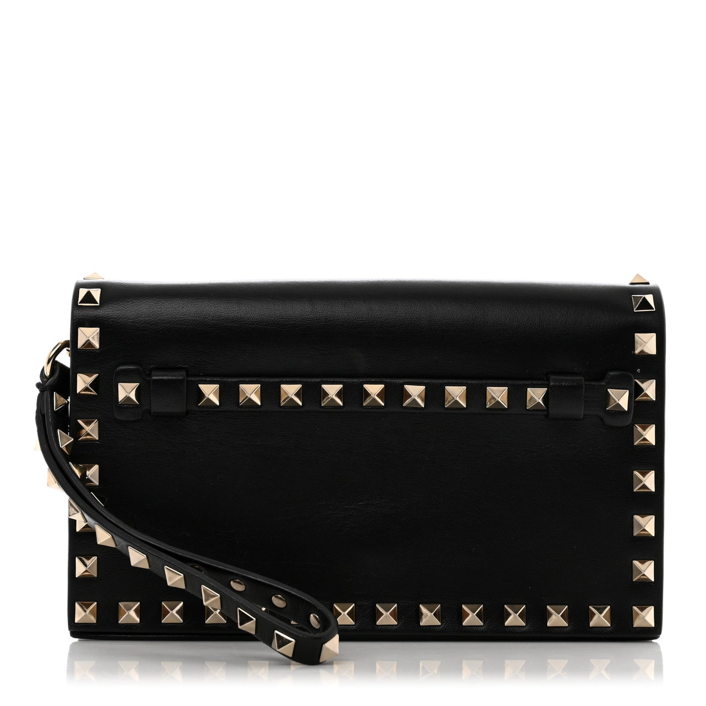 Nappa Rockstud Wristlet Clutch Black
