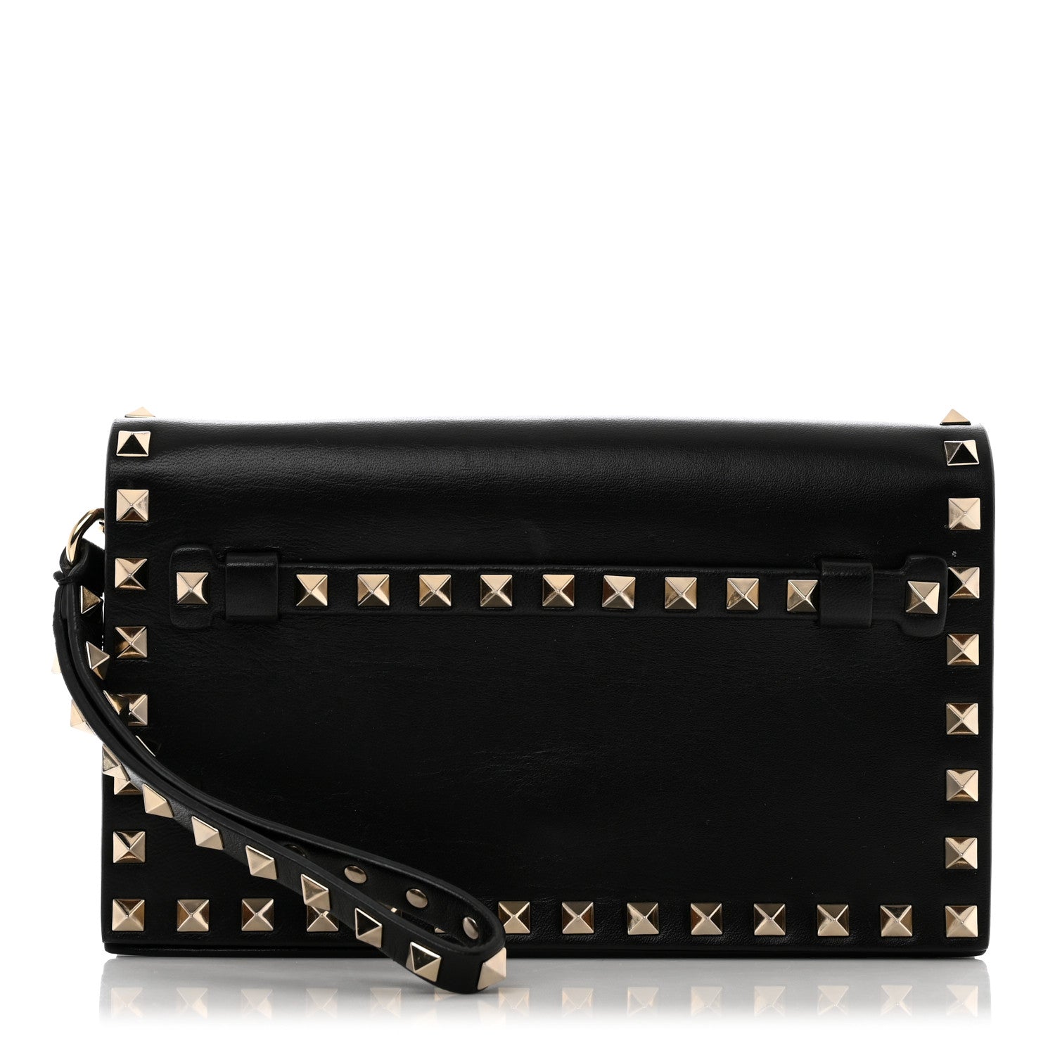 Valentino Garavani Nappa Rockstud Wristlet Clutch Black 1 of 7
