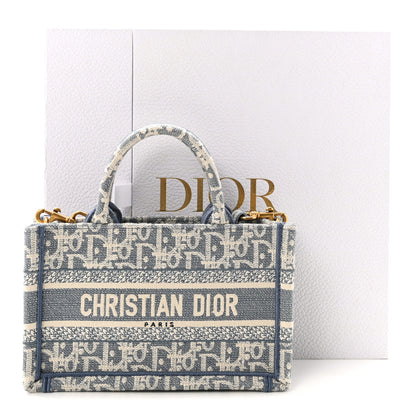 Christian Dior Oblique Mini Book Tote With Strap Light Blue Multicolor 11 of 11