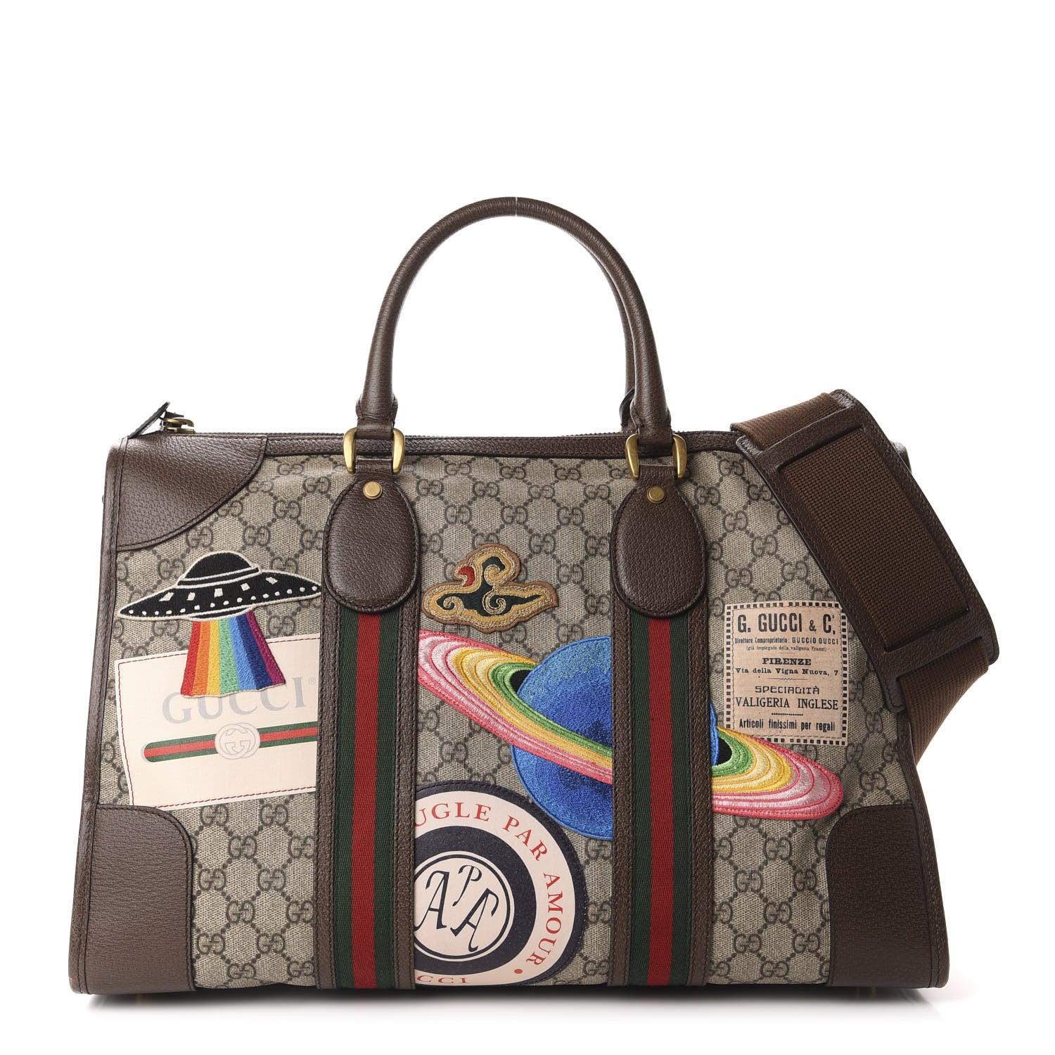 Gucci Soft GG Supreme Monogram Courrier Medium Duffle Bag Beige New Acero Multicolor 1 of 13