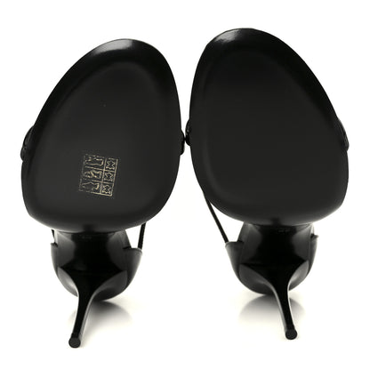 Saint Laurent Vernice Chiffon Cassandra 100 Ankle Strap Sandals 38 Black 6 of 10