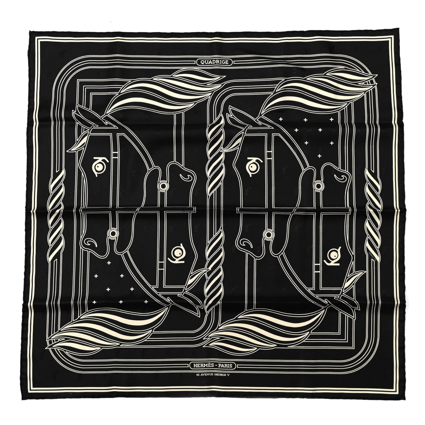Silk Quadridge Scarf 70 Black White