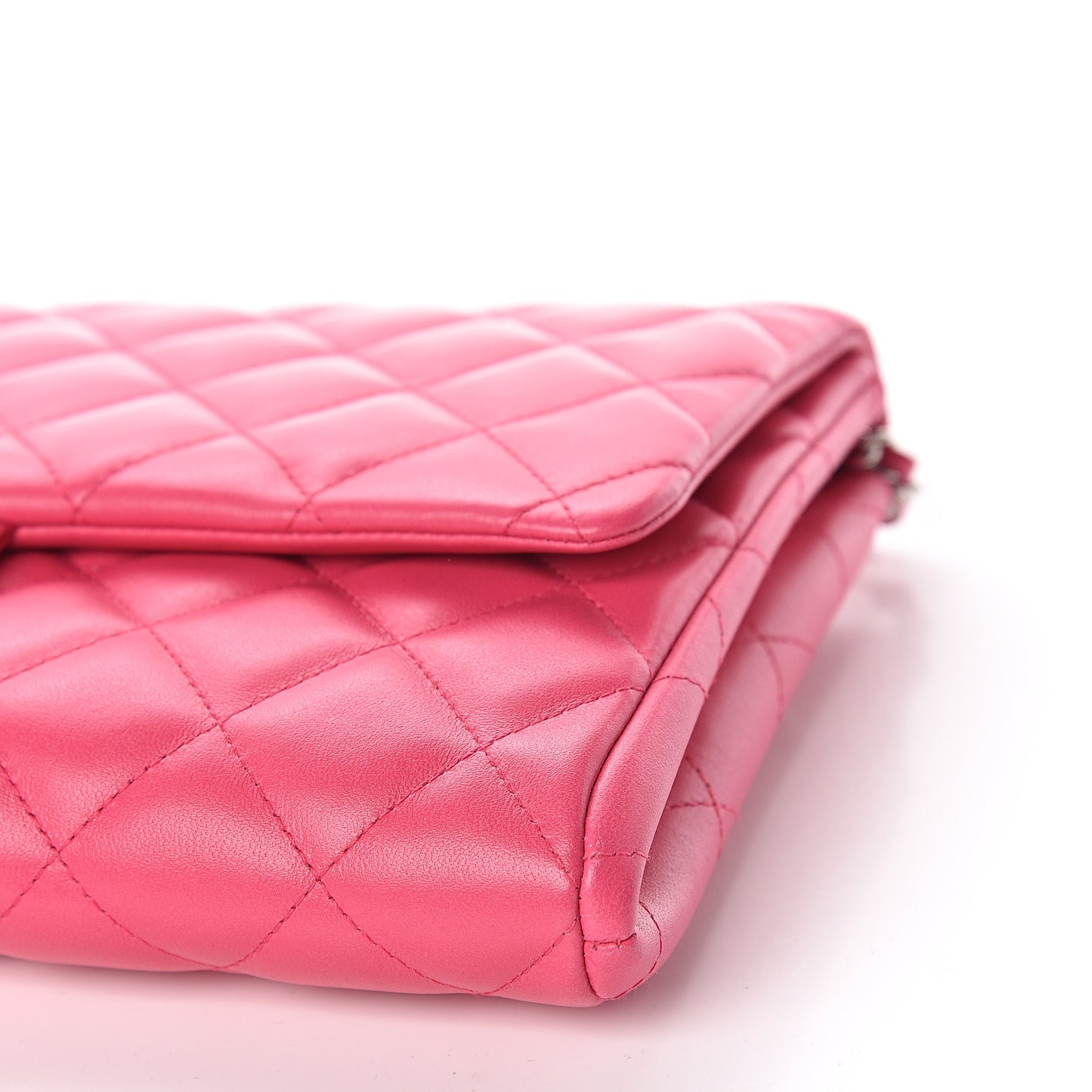 Lambskin Quilted Clutch With Chain Flap Pink
