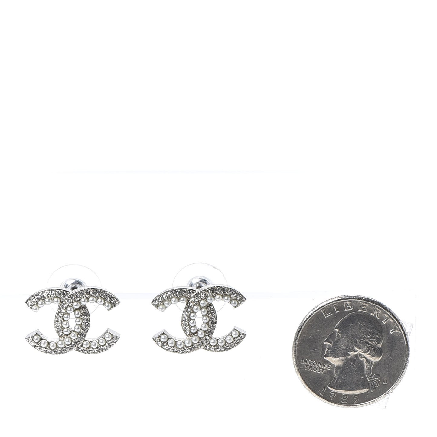 Pearl Crystal CC Snow Palace Earrings Silver