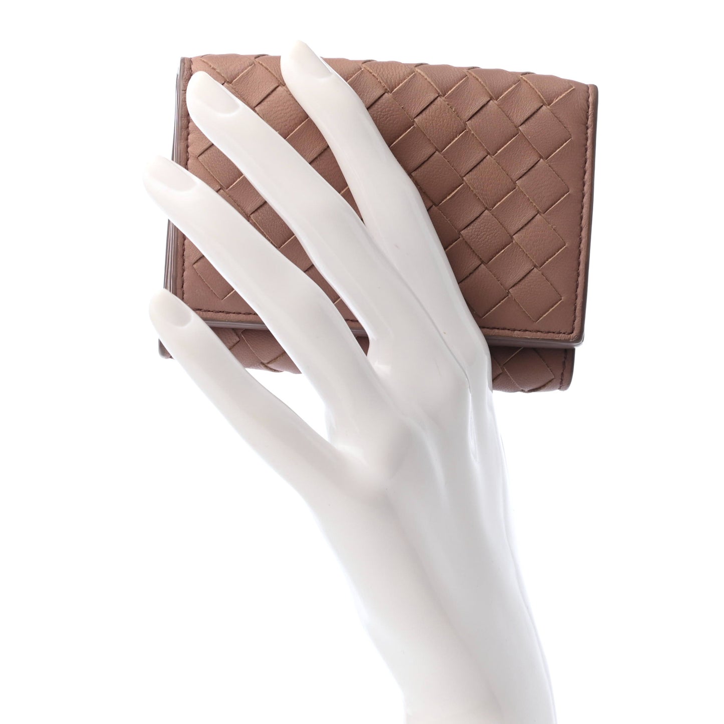 Nappa Intrecciato Trifold Wallet Deco Rose