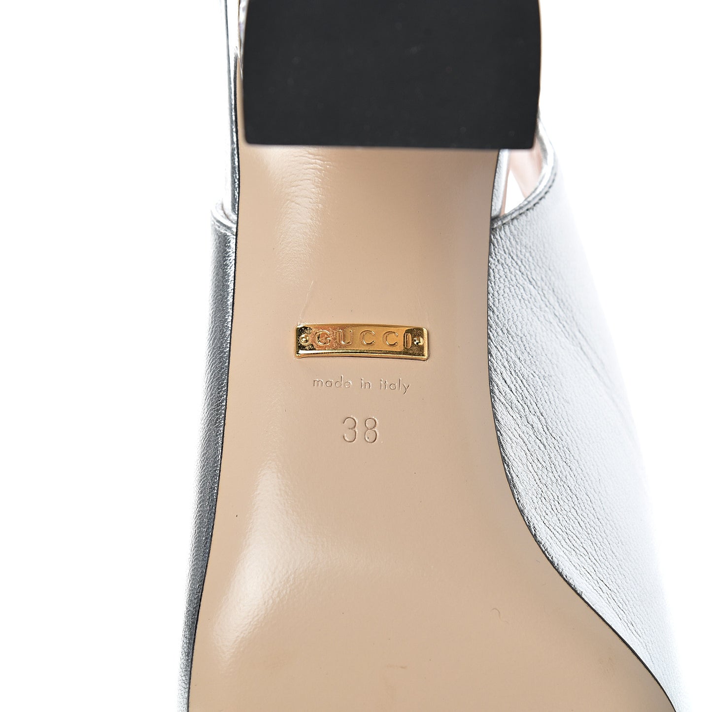 Metallic Nappa Crystal Square G Madelyn Slingbacks 38 Silver