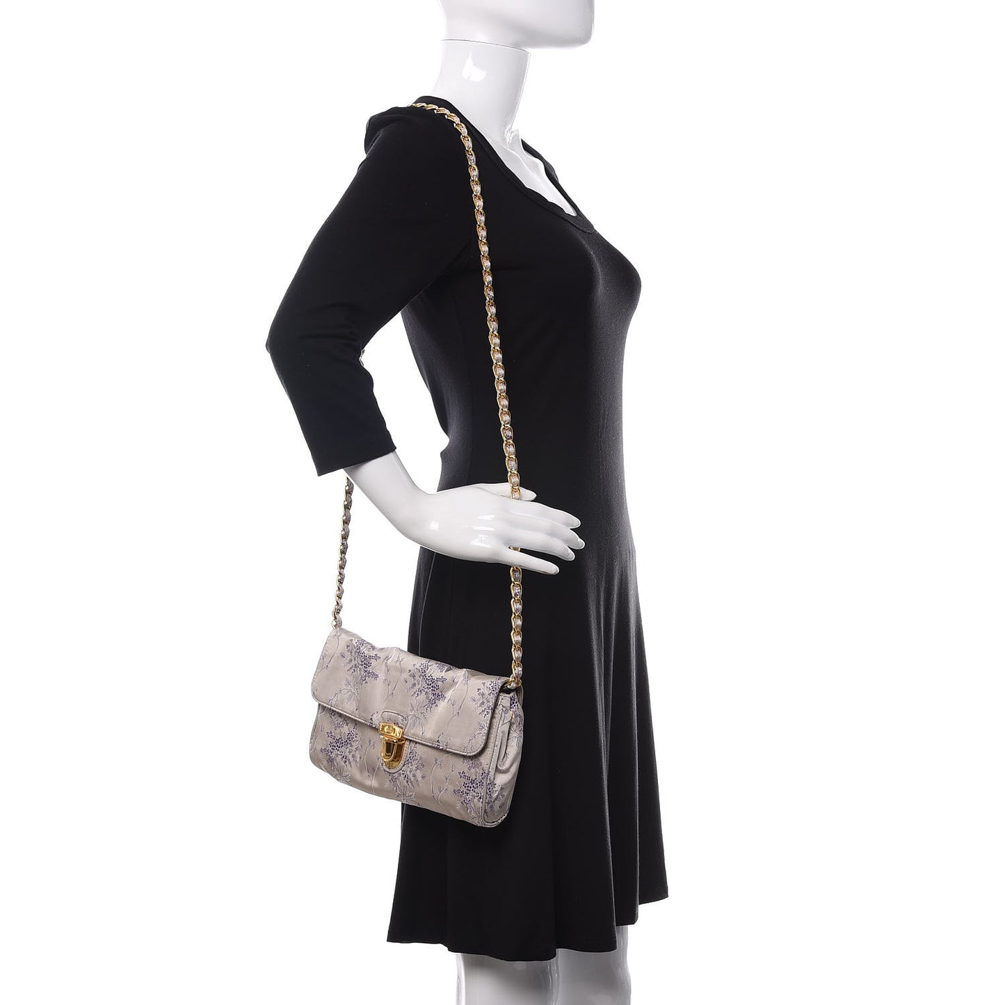 Tessuto Nylon Jacquard Floral Print Shoulder Bag Glicine