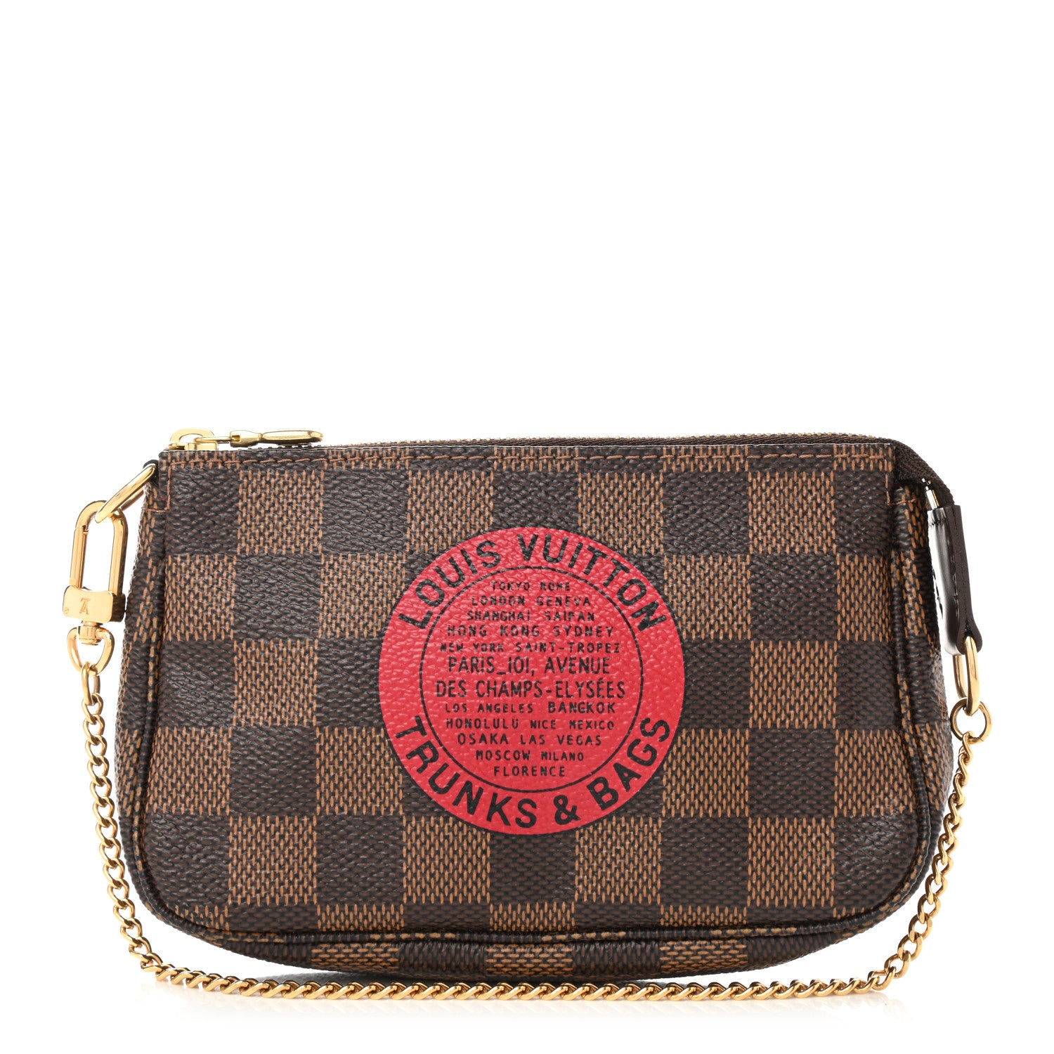 Louis Vuitton Damier Ebene Complice Trunks and Bags Mini Pochette Accessories Red 1 of 10
