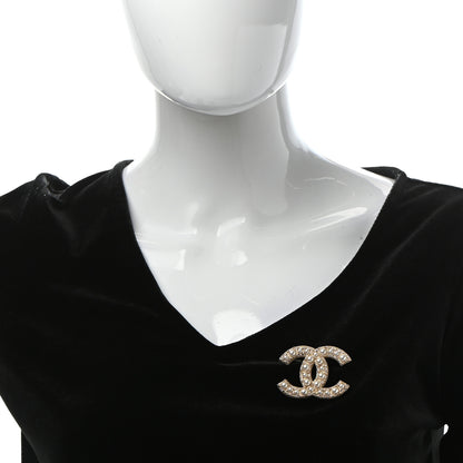Chanel Pearl Crystal CC Brooch Gold 2 of 6