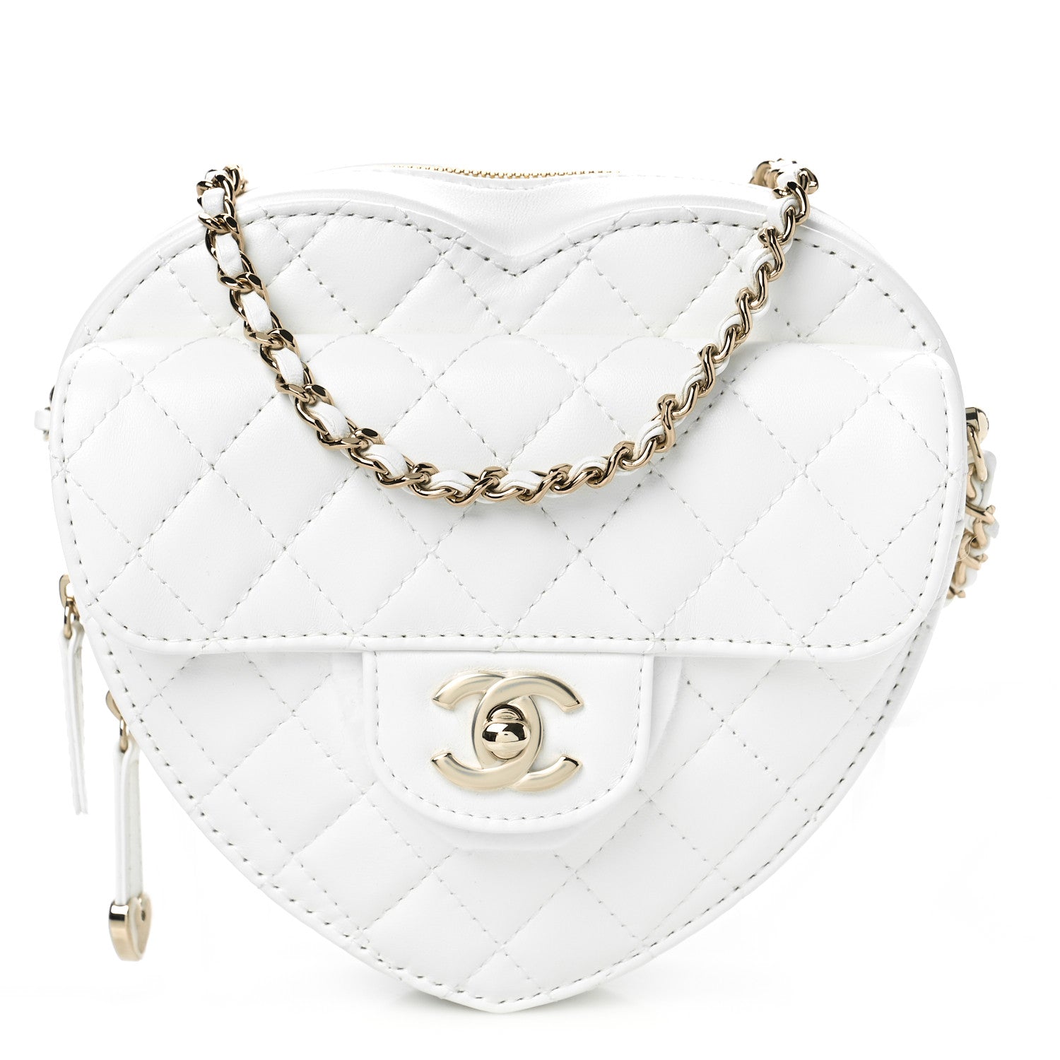 Chanel Lambskin Quilted CC In Love Heart Bag White 1 of 8