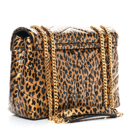 Saint Laurent Calfskin Y Quilted Monogram Small Loulou Chain Satchel Leopard 2 of 7