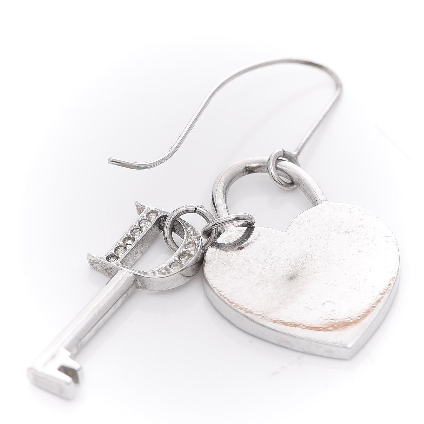 Crystal Trotter Romantique Heart Lock Earrings Silver