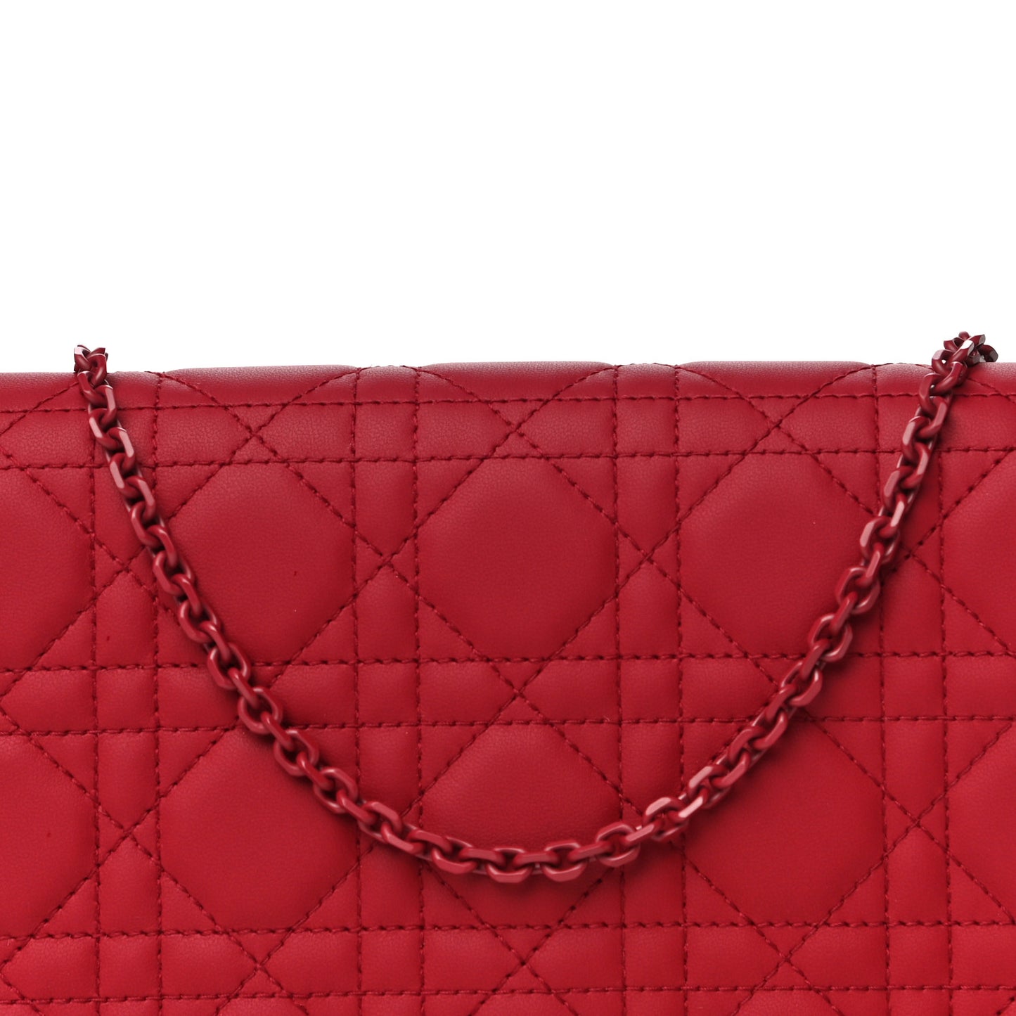 Ultra Matte Calfskin Cannage Lady Dior Clutch Cerise