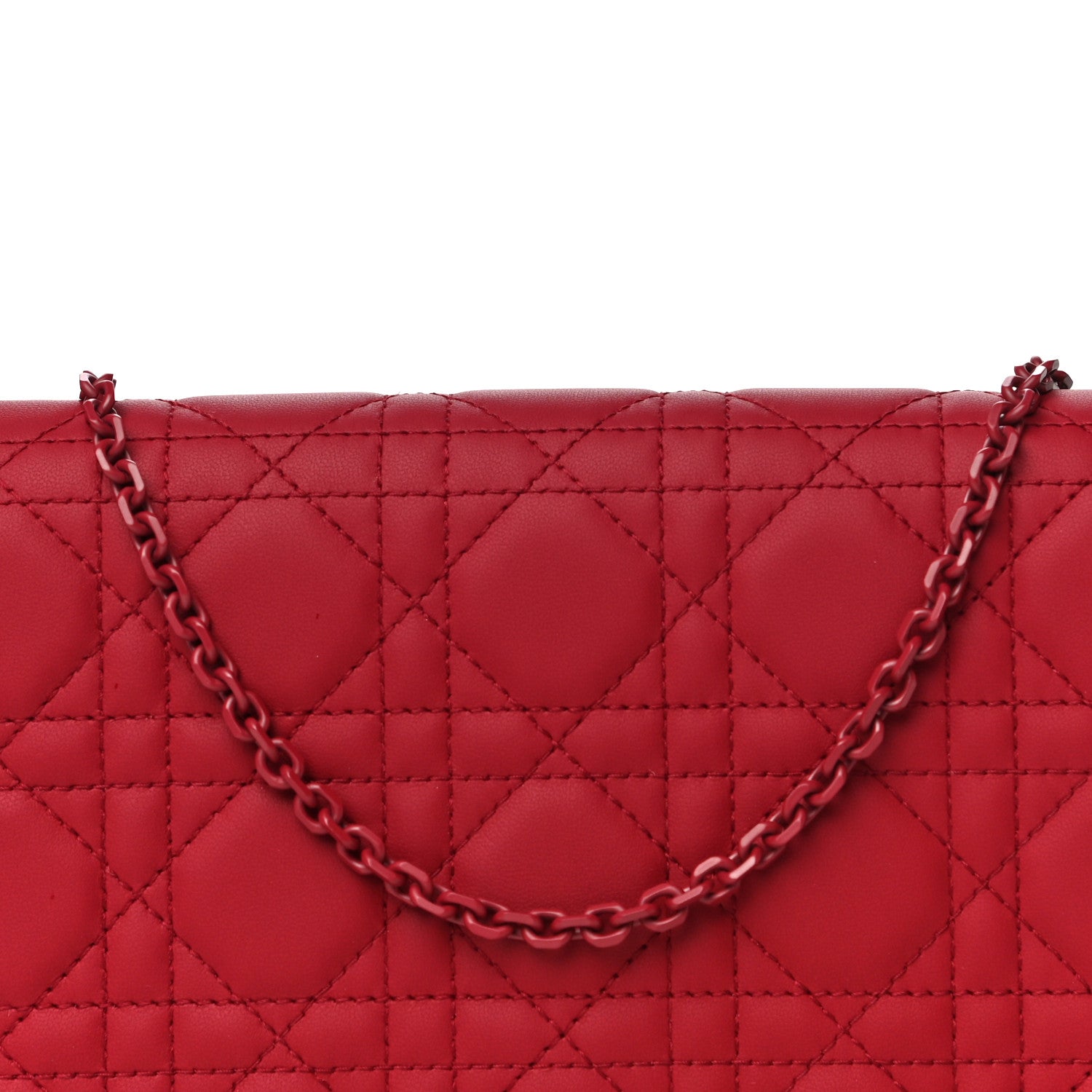 Christian Dior Ultra Matte Calfskin Cannage Lady Dior Clutch Cerise 9 of 17