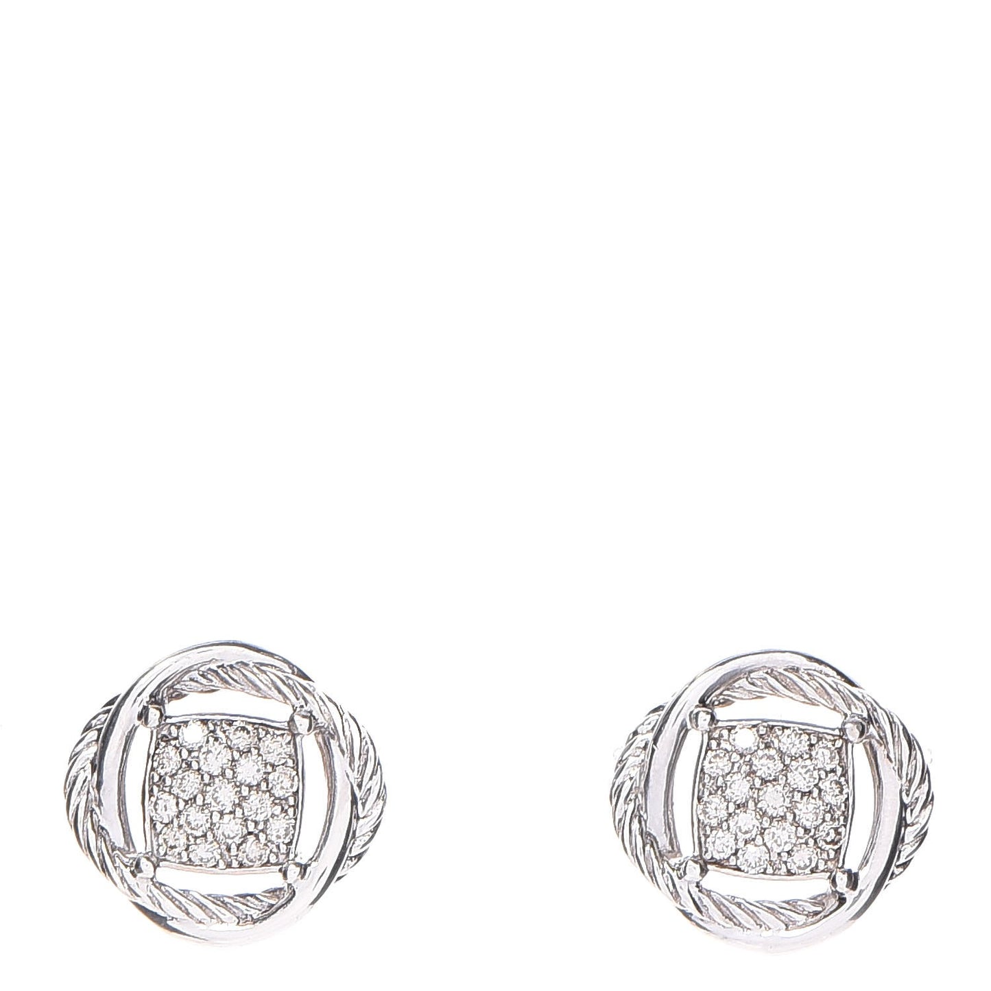 Sterling Silver Diamond 13mm Infinity Earrings