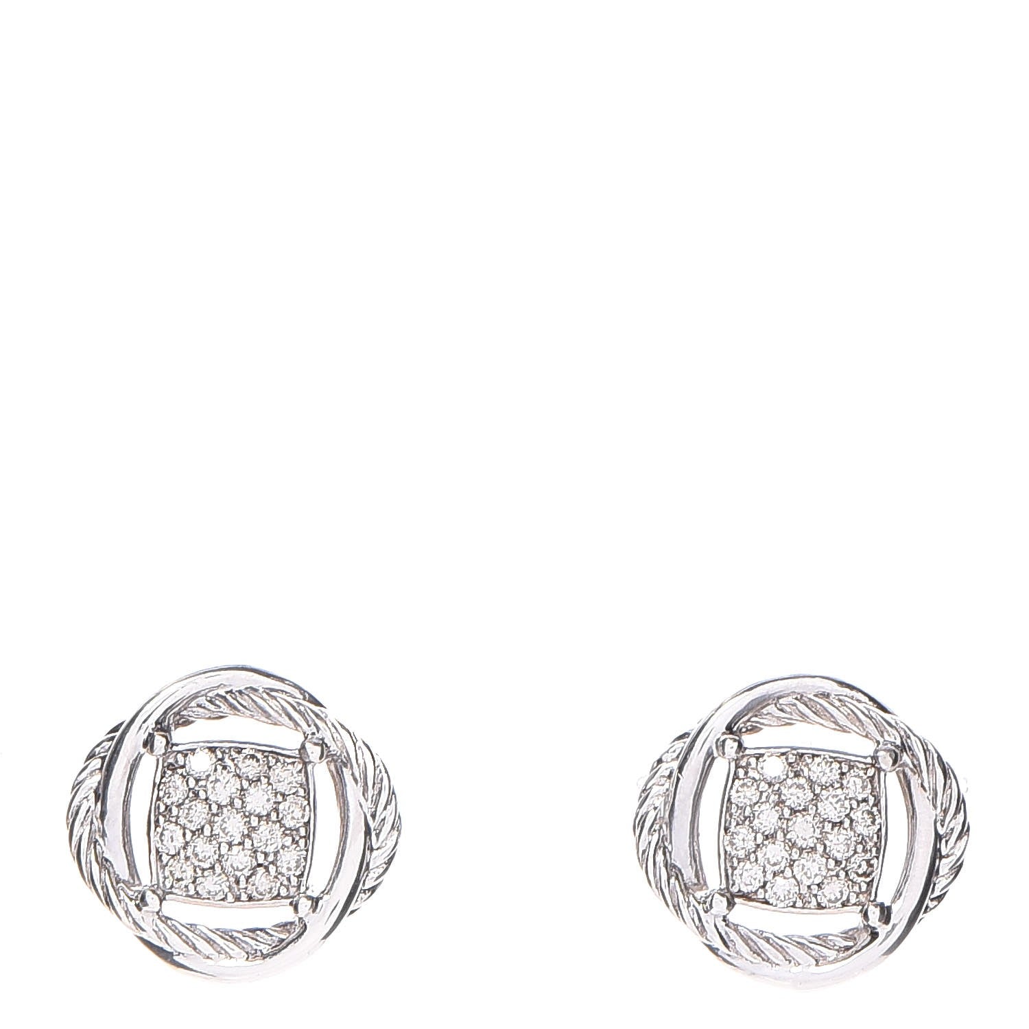 David Yurman Sterling Silver Diamond 13mm Infinity Earrings 1 of 6