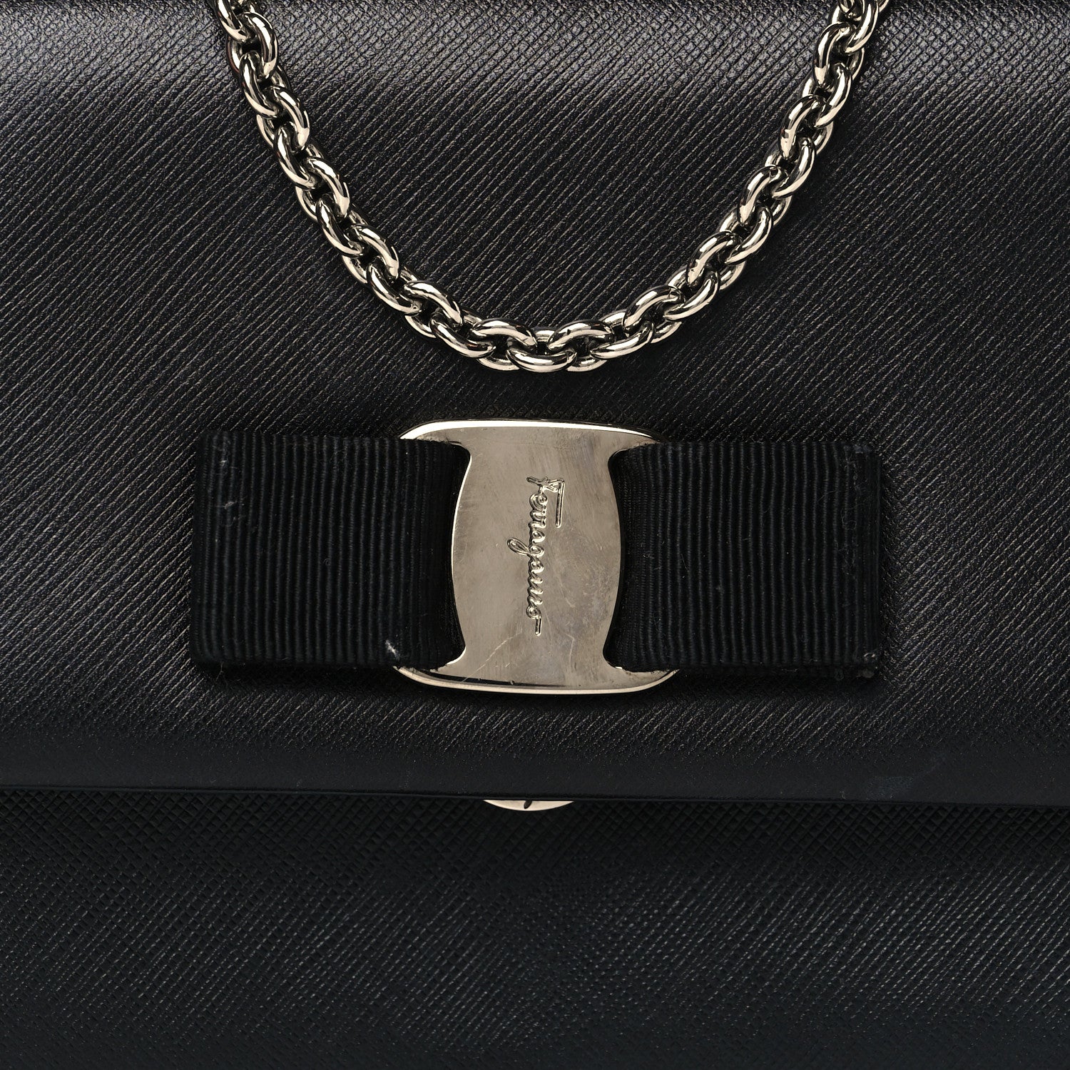 Salvatore Ferragamo Calfskin Vara Bow Mini Bag Black 7 of 9