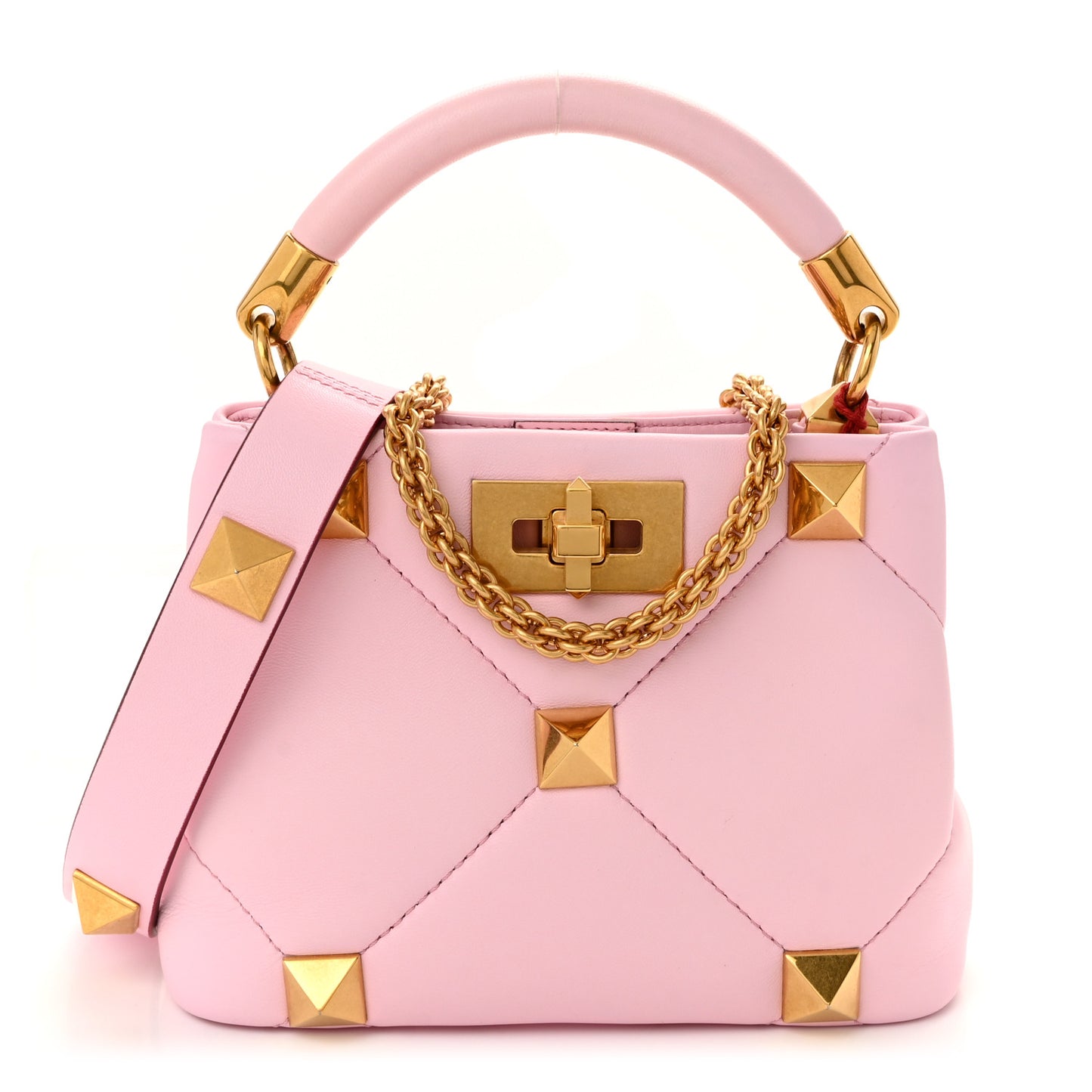 Nappa Mini Roman Stud The Handle Bag Pink Borealis