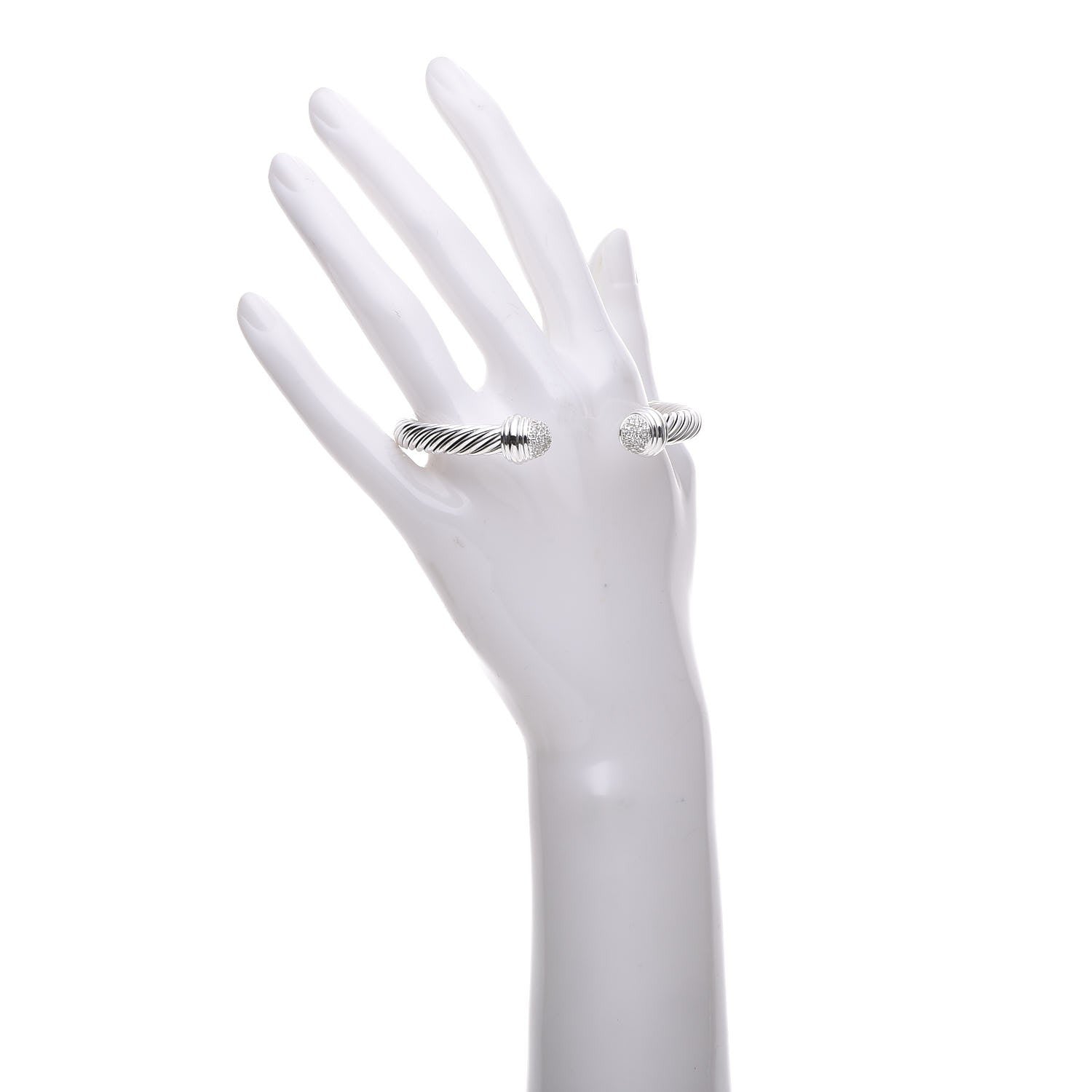 David Yurman Sterling Silver Diamond 7mm Cable Classics Bracelet 2 of 4