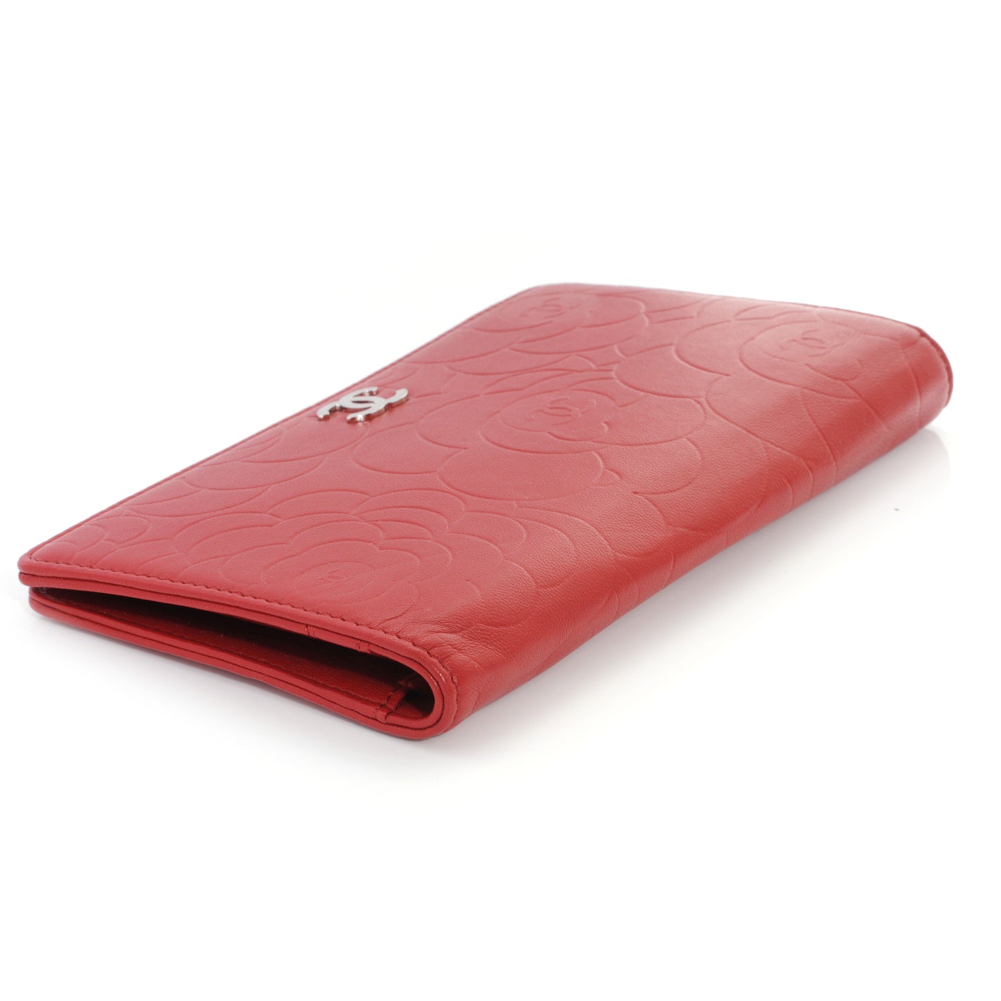 Lambskin Camellia Yen Wallet Red