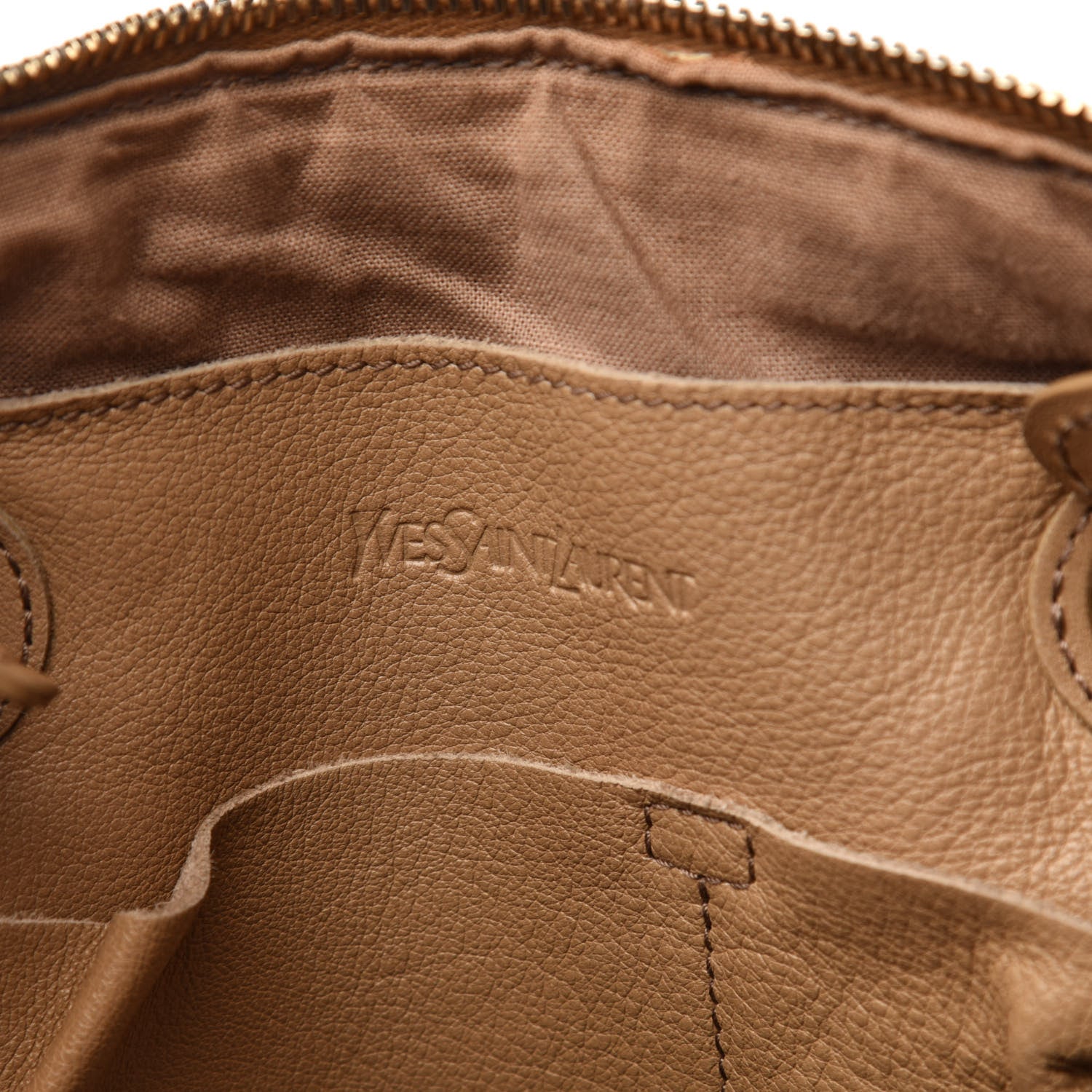 Saint Laurent Calfskin Lucky Chyc Boston Beige 6 of 12