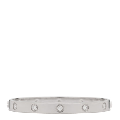 Cartier 18K White Gold 10 Diamond LOVE Bracelet 17 1 of 10